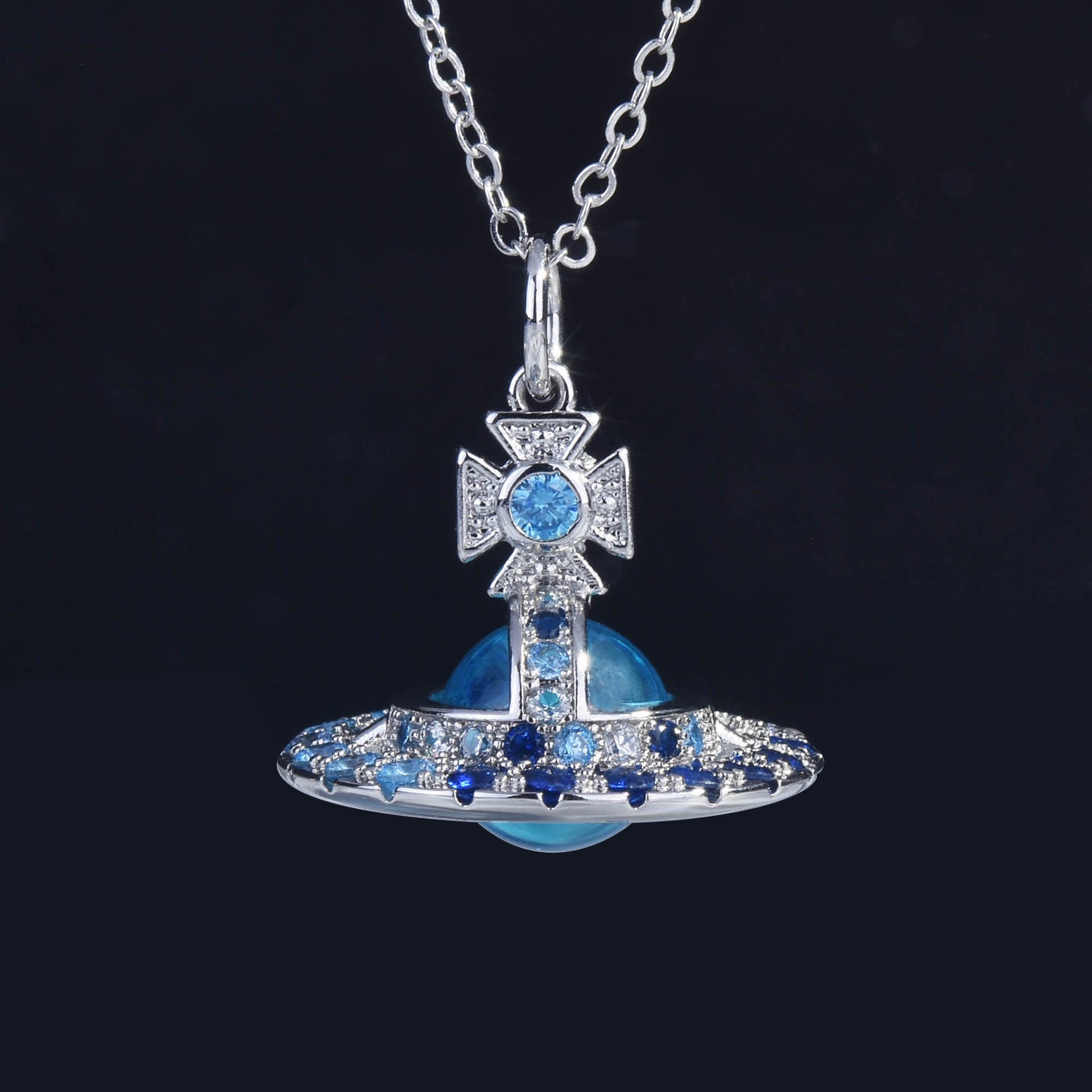 세련된 천체 목걸이 창의적인 행성 디자인 다이아몬드 장 - Body Jewelry Necklace 리뷰 및 가격