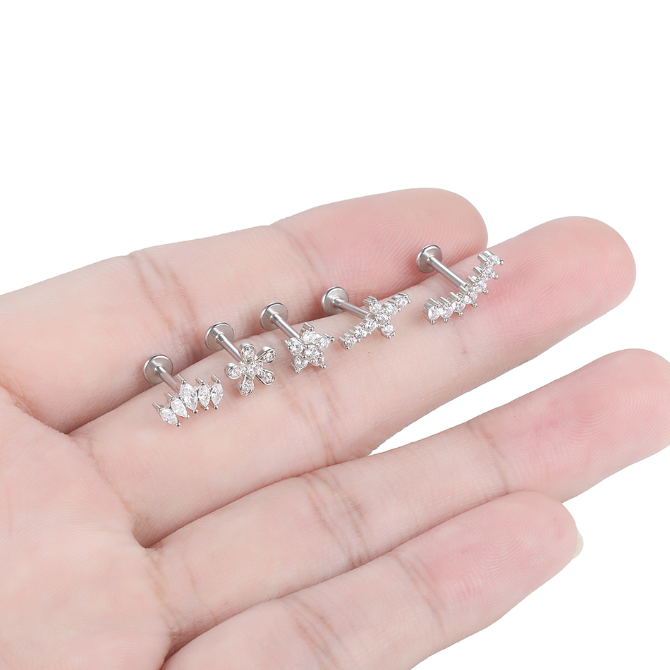 1Pc 꽃 Tragus 피어싱 스터드 귀걸이 내부 스레 - Body Jewelry Surgical Steel 리뷰 및 가격