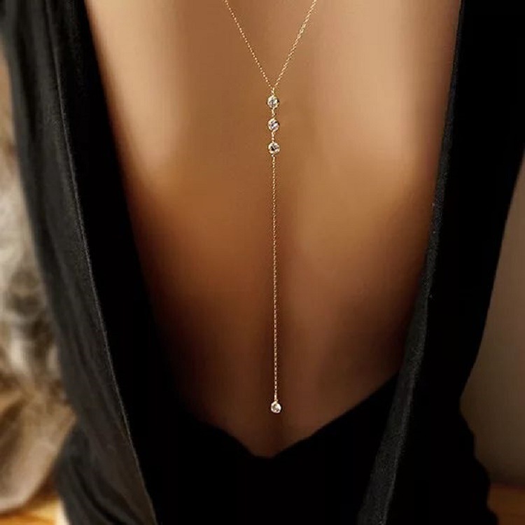 새로운 라인스톤 섹시 여성 백 체인 목걸이 비키니 비치 - Body Jewelry Necklace 리뷰 및 가격