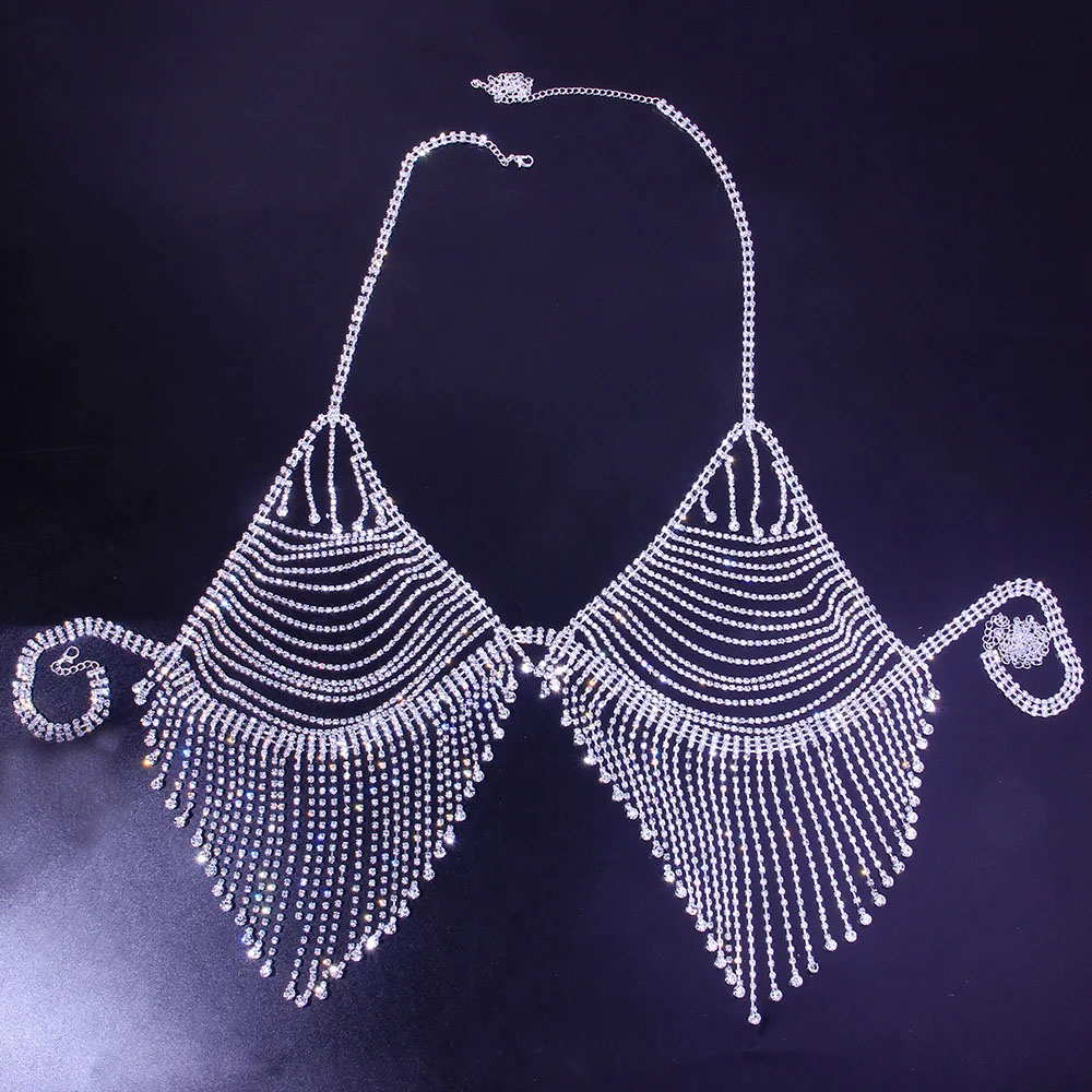 블링 라인석 술 바디 체인 브라 하네스 란제리, 조정  - Body Jewelry Retainers 리뷰 및 가격