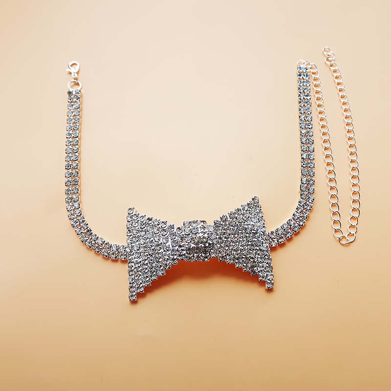 절묘한 우아한 라인석 활 넥 체인, 패션 넥타이 넥 체 - Body Jewelry Necklace 리뷰 및 가격