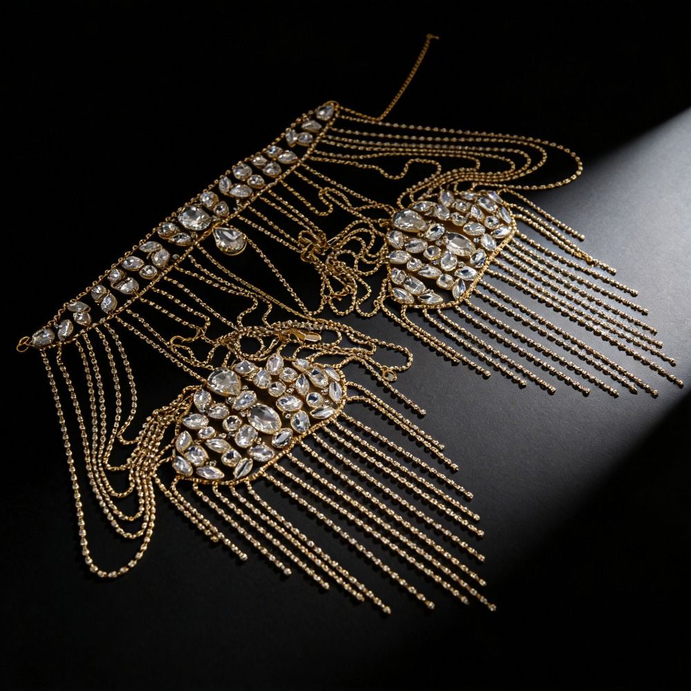 고급스러운 디자인의 라인스톤 숄더 목걸이 우아한 골드/ - Body Jewelry Necklace 리뷰 및 가격