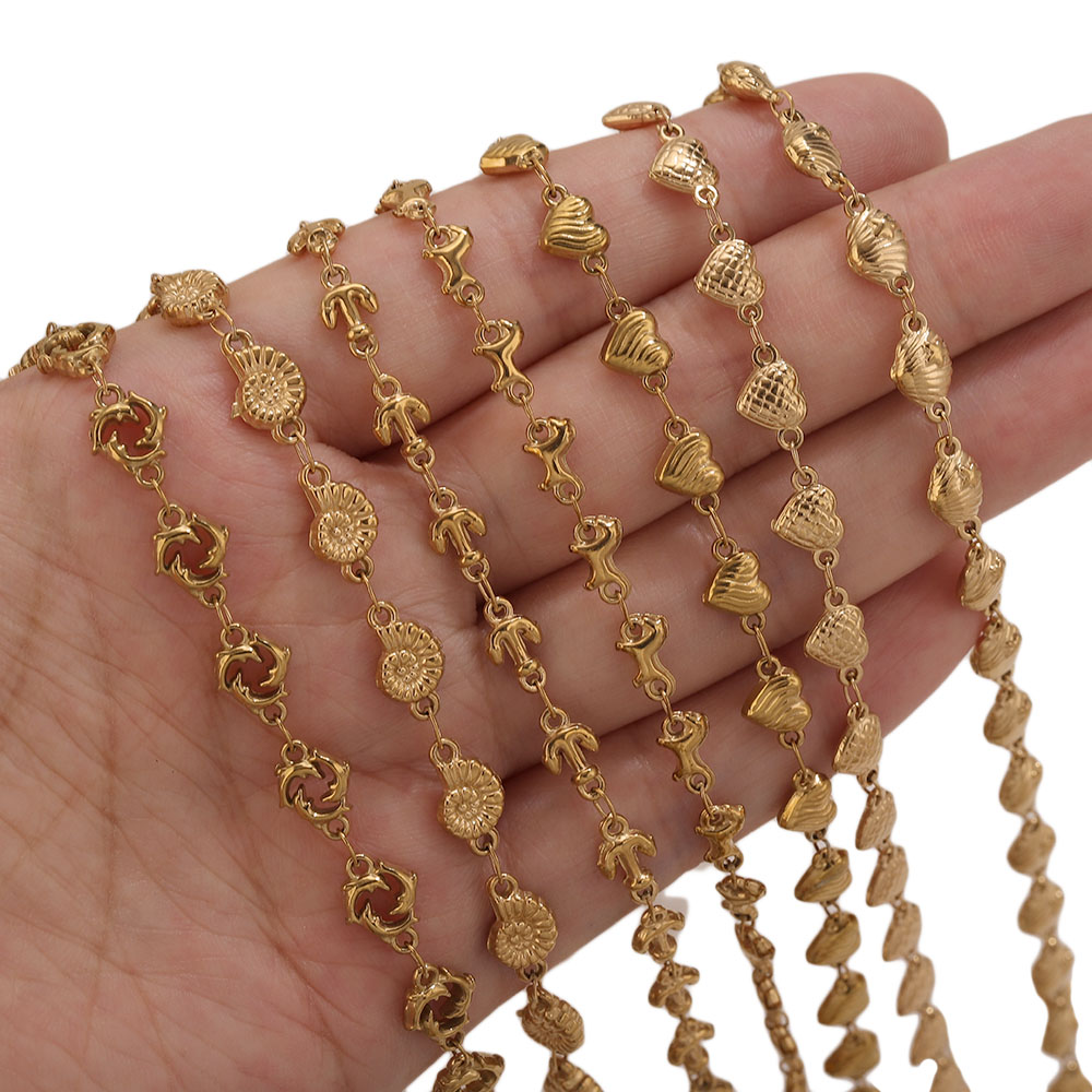 1M PVD 골드 스테인리스 스틸 하트 별 꽃 링크 케 - Body Jewelry Necklace 리뷰 및 가격