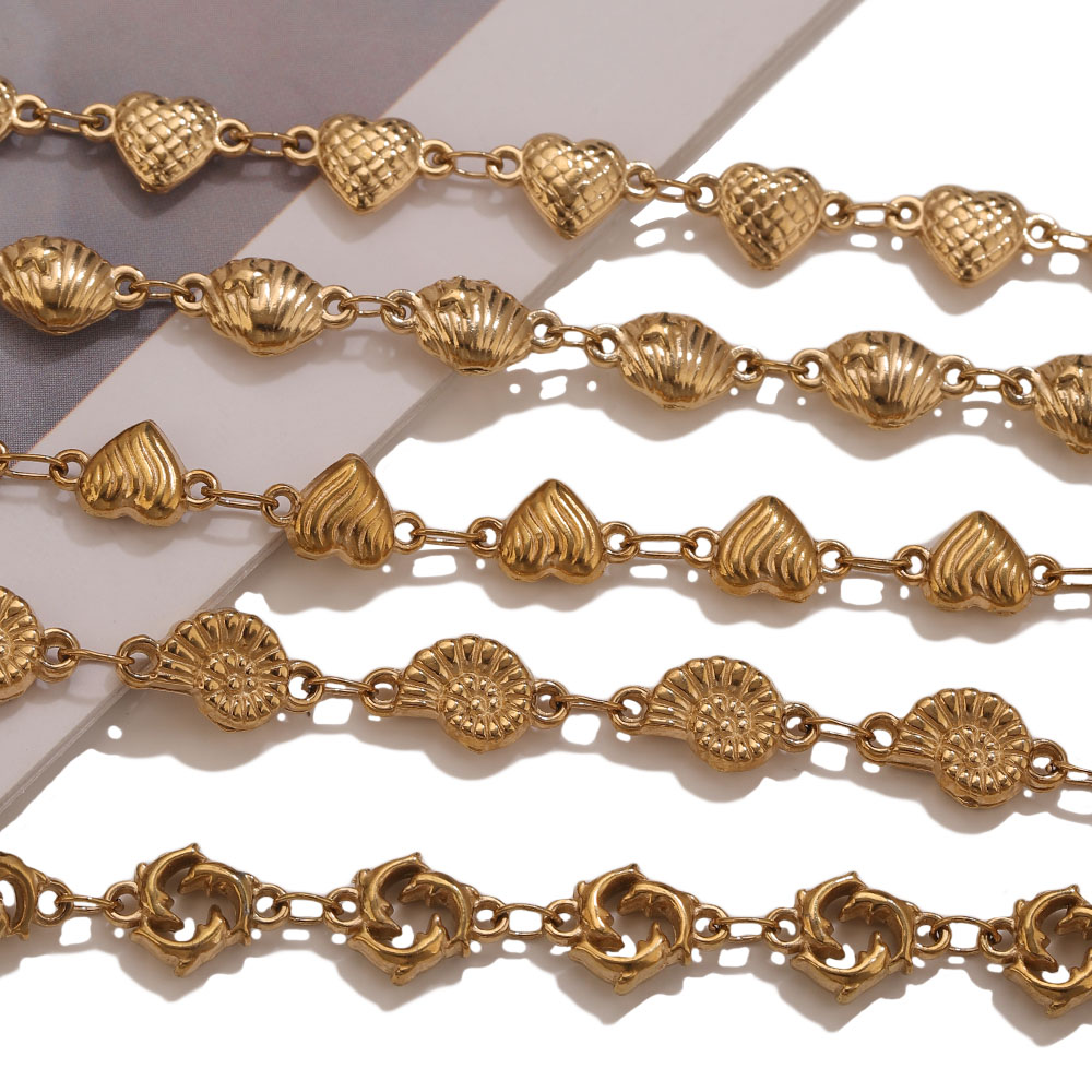 1M PVD 골드 스테인리스 스틸 하트 별 꽃 링크 케 - Body Jewelry Necklace 리뷰 및 가격