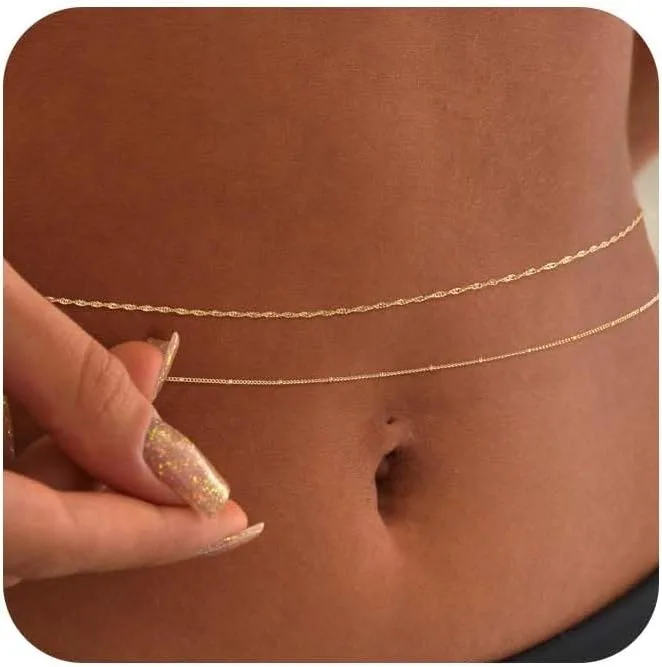14k 금도금 26-33인치 조절 가능한 허리 비즈 체 - Body Jewelry For You 리뷰 및 가격